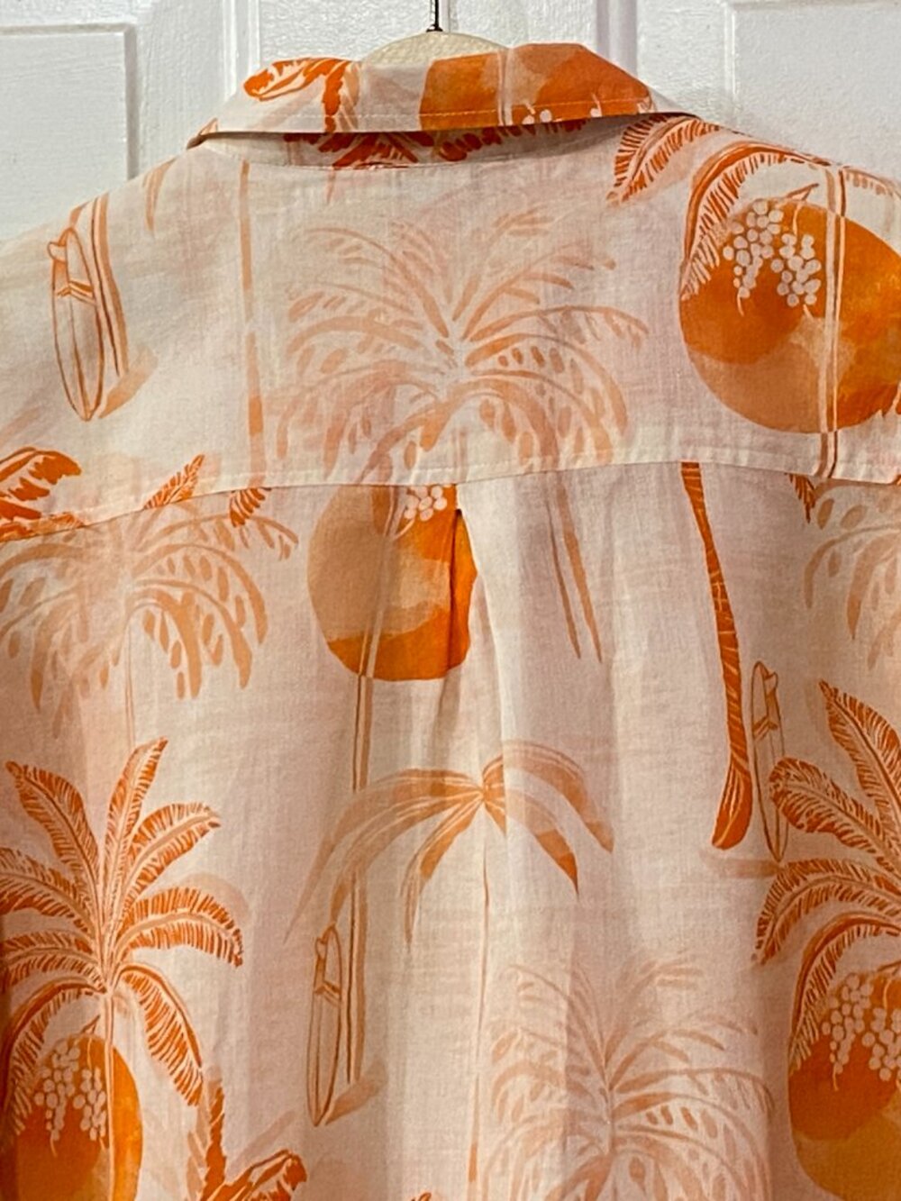Haute Hippie Sz XL Womens Blouse Button Up Shirt Long Sleeve Orange Tropical - Picture 5 of 9